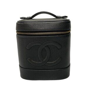 CHANEL - A01998 Black Calfskin Vanity Bag Gold hardware